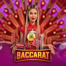 Mega Baccarat online game logo by Pragmatic Play on onlyspinskasyno.com